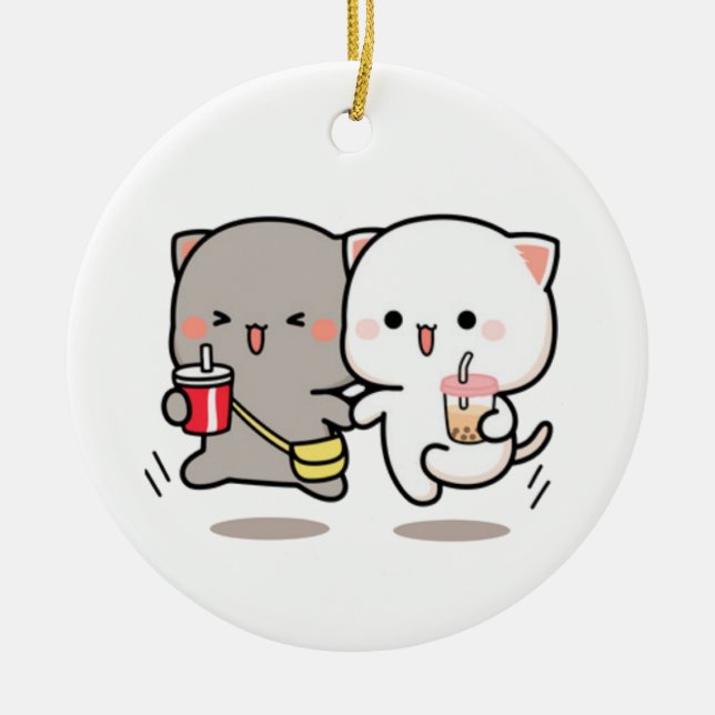 Décoration En Céramique Pêche au chat et goma muchi (Devant)