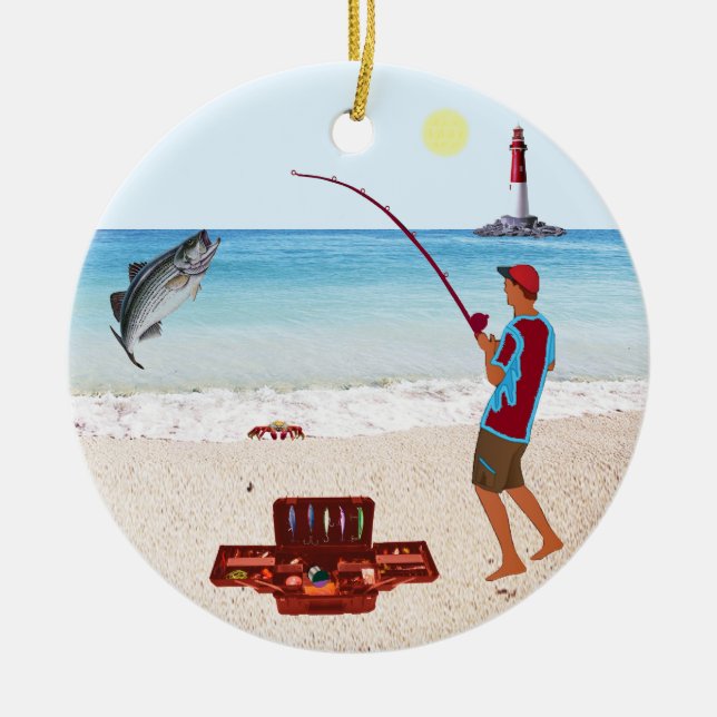 Décoration En Céramique Pêche au surfcasting (Devant)