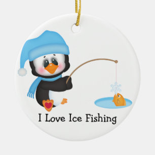 Décoration En Céramique Pêche de glace de pingouin