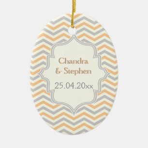 Décoration En Céramique Pêche moderne, gris, ivoire chevron motif personna