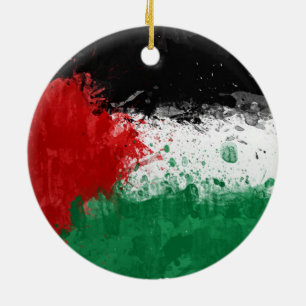 Décoration En Céramique Peignez le drapeau grunge de la Palestine d'art