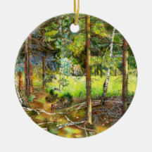 Peinture de la forêt de pin aquarelle