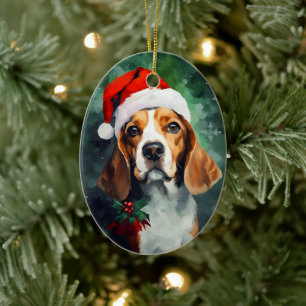 Décoration En Céramique peinture de Noël beagle