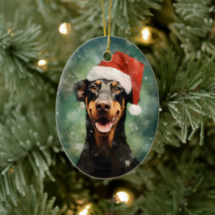 Décoration En Céramique Peinture de Noël Doberman