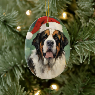 Décoration En Céramique Peinture de Noël St.Bernard