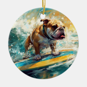 Décoration En Céramique Peinture de surf sur la plage de Bulldog