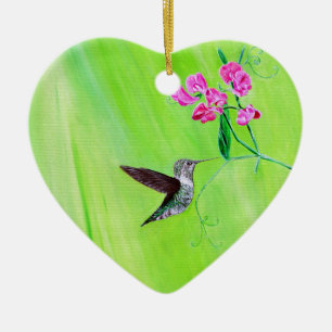 Décoration En Céramique Peinture des colibris et des petits pois