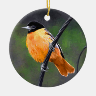 Décoration En Céramique Peinture Oriole - Art Oiseau Original