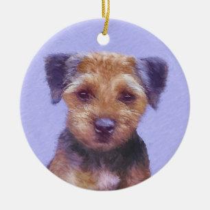 Décoration En Céramique Peinture sur la frontière de Terrier - jolie art o
