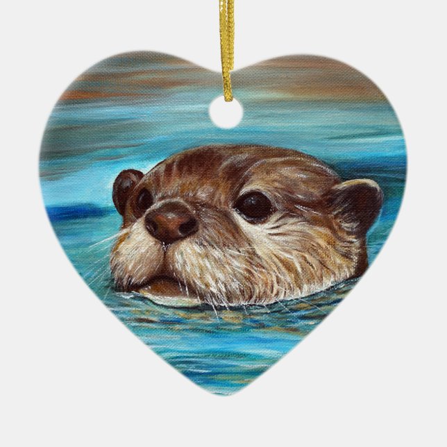 Décoration En Céramique Peinture sur la loutre de rivière (Devant)