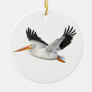 Décoration En Céramique Pélican blanc américain dans l'ornement en céramiq