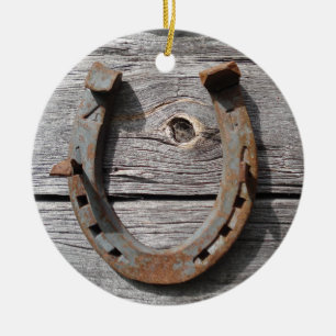 Décoration En Céramique Pendentif accrochant en fer à cheval rouillé rural