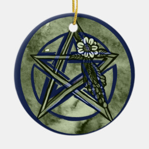 Décoration En Céramique Pentagramme Pagan Green Witch Nature Lover