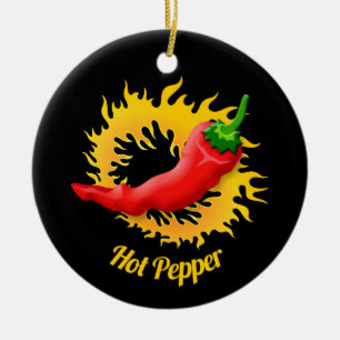 Décoration En Céramique Pepper with Flame Ceramic Ornament