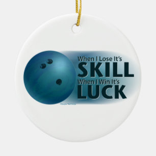 Décoration En Céramique Perdre la compétence Gagner la chance Bowling bleu
