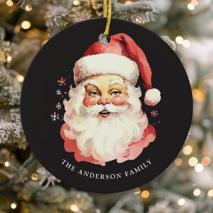 Décoration En Céramique Père Noël à l'aquarelle vintage noir Noël