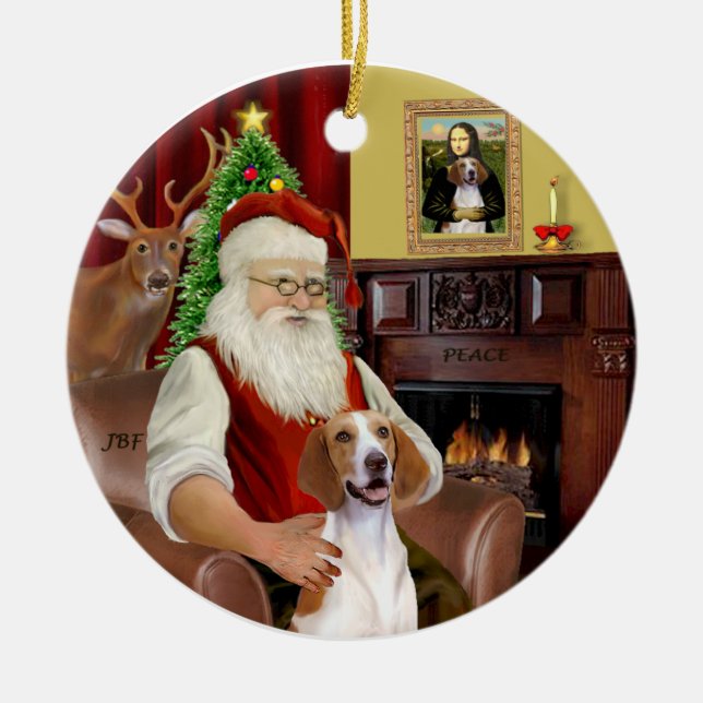 Décoration En Céramique Père Noël-American Foxhound (Devant)