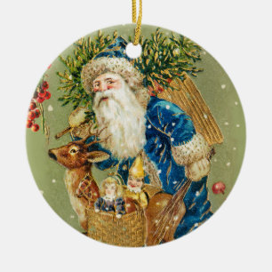 DÉCORATION EN CÉRAMIQUE PÈRE NOËL AVEC DES CADEAUX DE CERFS ET DE NOËL EN 