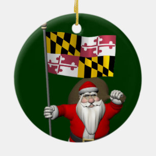 Décoration En Céramique Père Noël Avec Drapeau Du Maryland