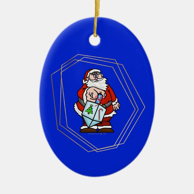 Décoration En Céramique Père Noël avec l'ornement Dreidel Chrismukkah (Devant)