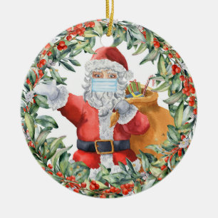 Décoration En Céramique Père Noël Avec Masque Visage 2020 Par An À Se Souv