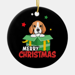 Décoration En Céramique Père Noël Beagle Amoureux de Chien Joyeux Noël Xma