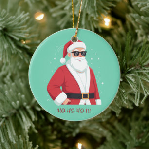Décoration En Céramique Père Noël cool avec lunettes de soleil Ho Ho Ho No