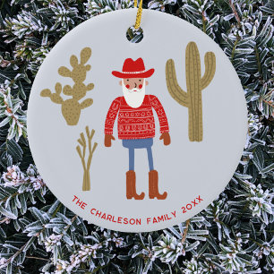Décoration En Céramique Père Noël Cowboy Noël Texte personnalisé