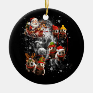 Décoration En Céramique Père Noël équitation Opossum Reindeer Sleigh Chris