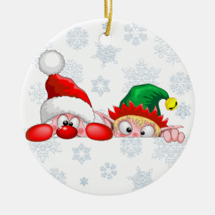 Décoration En Céramique Père Noël et Elf Cute et drôle Caractères Pékin