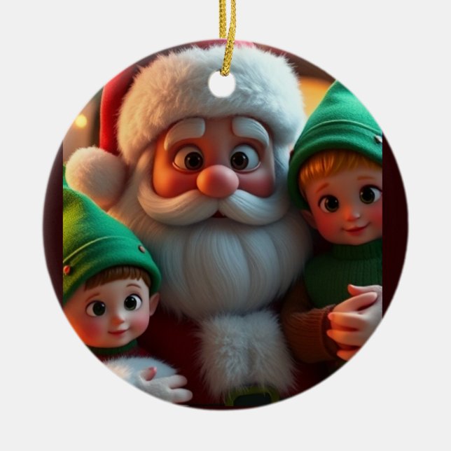 Décoration En Céramique Père Noël et ses lutins (Devant)