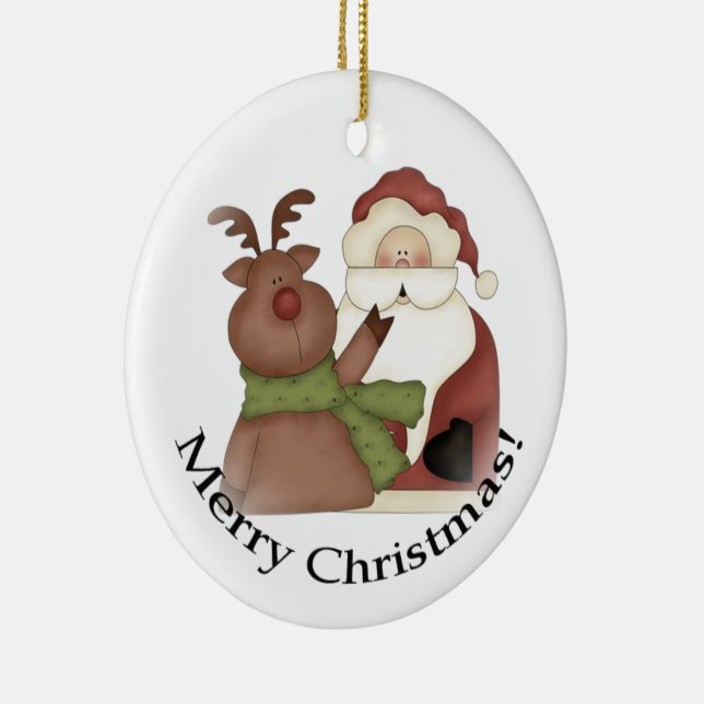 Décoration En Céramique Père Noël et son renne (Droite)