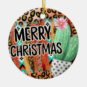 Décoration En Céramique Père Noël Fe Joyeux Noël Serape et Cactus