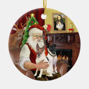 Décoration En Céramique Père Noël - Fox Terriers (DEUX-Smooth)