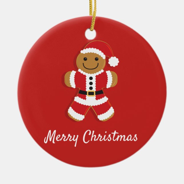 Décoration En Céramique Père Noël Gingpain homme rouge Noël (Devant)
