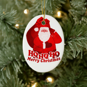 Décoration En Céramique Père Noël HO HO HO HO votre salutation rouge & bla