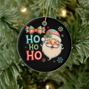Décoration En Céramique Père Noël Ho Ho Prépa Noël Coquette Arc Xmas