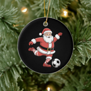 Décoration En Céramique Père Noël Joue au Football Noël Sports