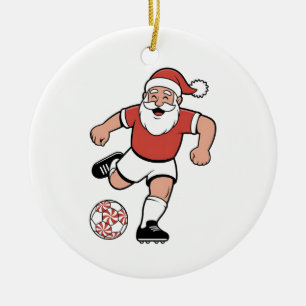 Décoration En Céramique Père Noël Jouer au football Joueur de Noël Sport