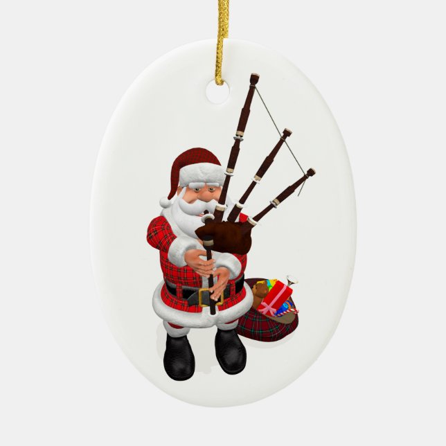 Décoration En Céramique Père Noël Jouer des tuyaux (Devant)