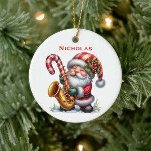 Décoration En Céramique Père Noël mignon personnalisé Gnome jouant du saxo