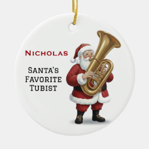 Décoration En Céramique Père Noël mignon personnalisé jouant du tuba