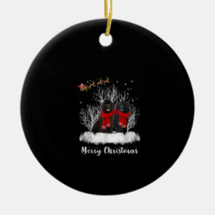 Décoration En Céramique Père Noël Newfoundland Couple Joyeux cadeau de chi