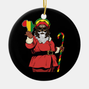 Décoration En Céramique Père Noël noir Rasta Casquette Noël Rastafarian