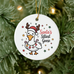 Décoration En Céramique Père Noël Oie Silly Noël Canard Drôle Mignon 