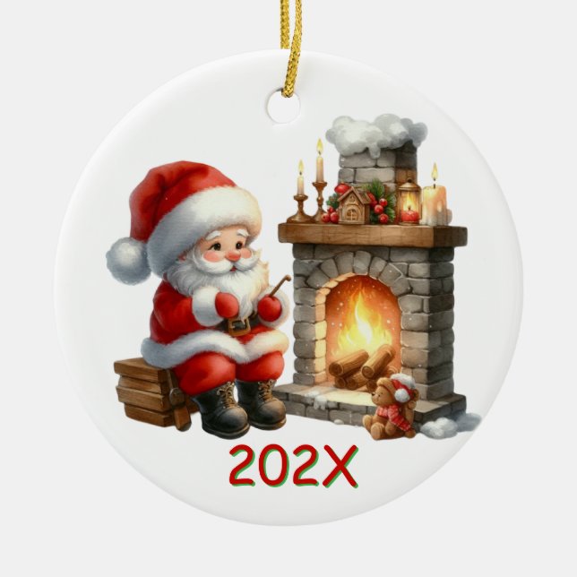 Décoration En Céramique Père Noël Par L'Incendie (Devant)