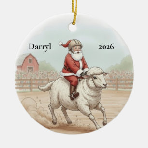 Décoration En Céramique Père Noël personnalisé faisant du Mutton Busting