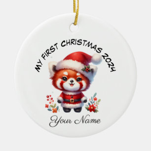Décoration En Céramique Père Noël personnalisées Ours de Panda Rouge Premi