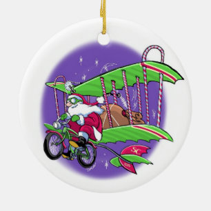 Décoration En Céramique Père Noël pilotant la bicyclette