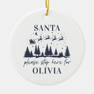 Décoration En Céramique Père Noël s'il vous plaît s'arrêter ici pour Noël 